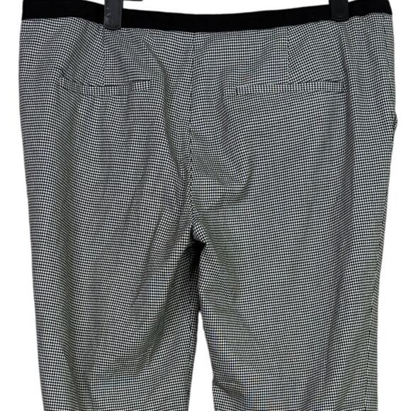 Zara Gingham Straight Leg Crop Slim Pant Ankle Fold Detail Pocket M Black White - Picture 6 of 16